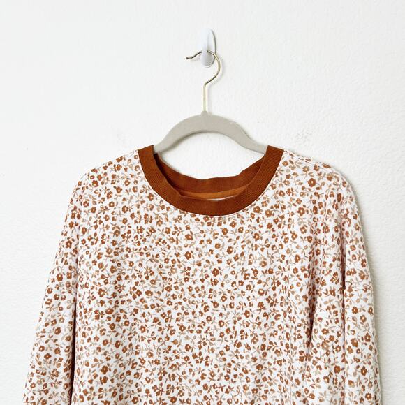 [Lou & Grey] Flower Cozy Cotton Terry Sweatshirt Long Sleeve Crew Neck Sz Medium - Picture 6 of 11